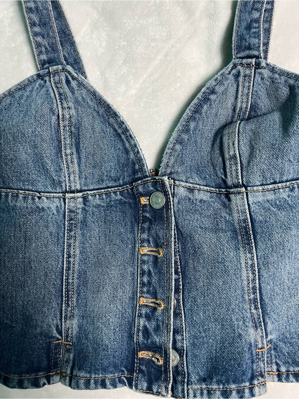 Zara Denim Bustier Top - Blue